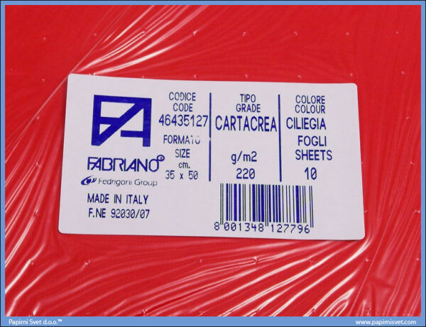 Karton B3 35x50cm crvena bordo ciliegia 1/10, Fabriano