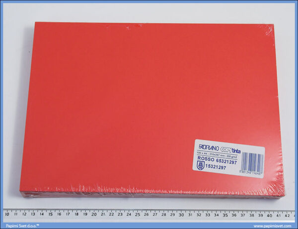 Papir/Karton u boji A4 1/100, 200gr ROSSO/CRVENI, Fabriano