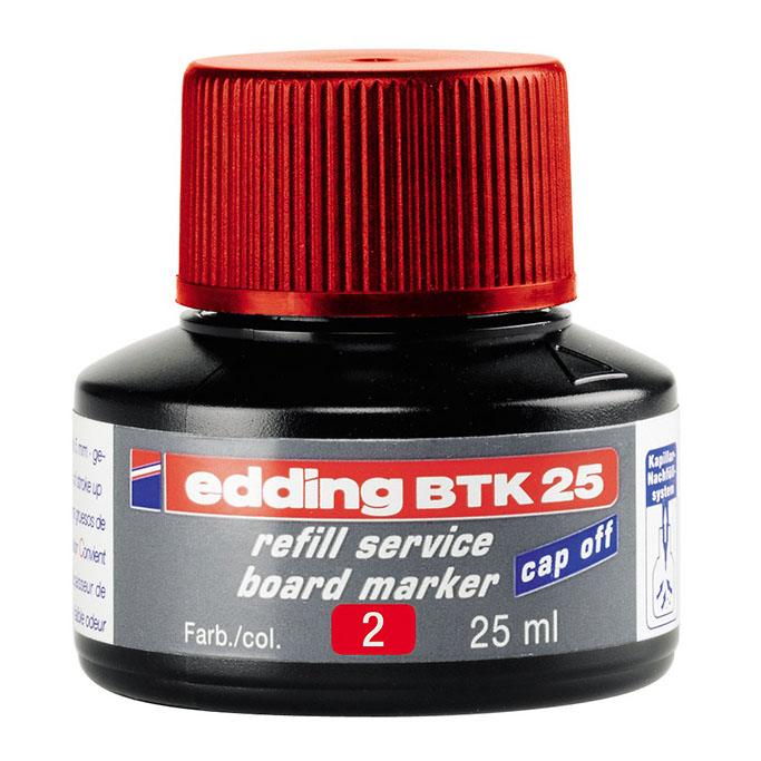 Dopunska stanica 25ml CRVENA za whiteboard markere, Edding