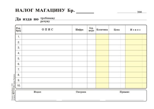 Nalog magacinu