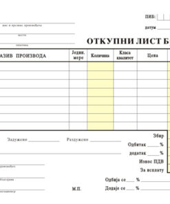 Alternative view of Otkupni list A5 ncr, Optimum