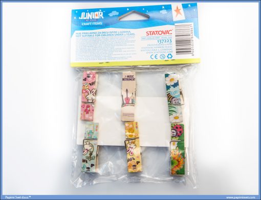 Kreativni pribor CRAFT ŠTIPALJKE PRINT 100mm 6kom, Junior - Image 2