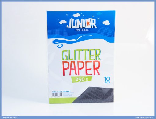 Karton papir GLITER BLACK 250gr CRNI 1/10, Junior - Image 2