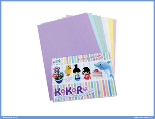 Rebrasti karton papir A4 1/8 pastelne boje, Hachigo