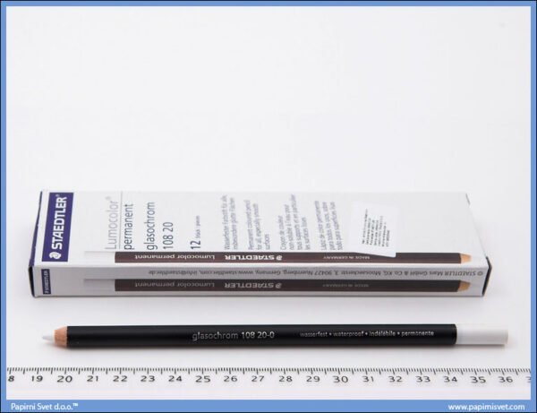 Permanentna drvena olovka bela GLASOCHROM, Staedtler