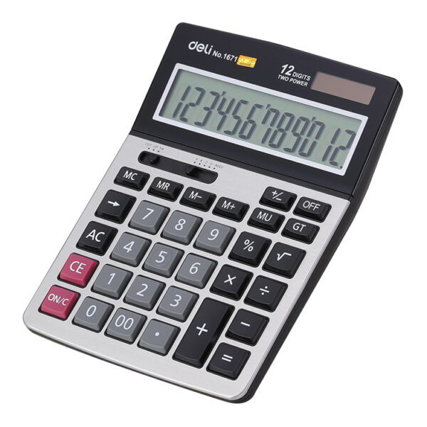 Kalkulator stoni metlano kućište E1671, 12 cifara, DELI