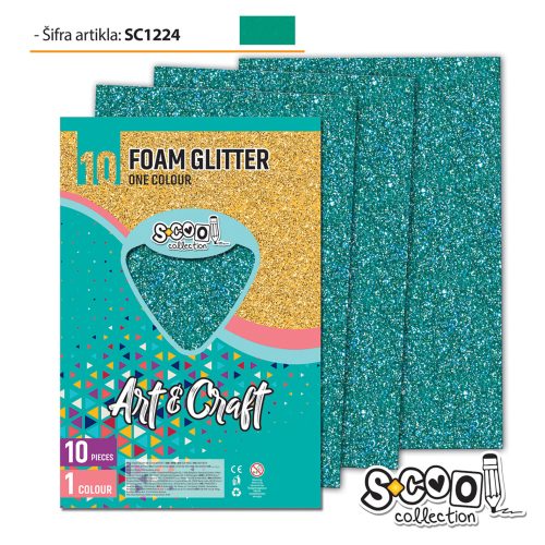 Pena karton A4 EVA GLITTER ZELENI 1/10, S-Cool