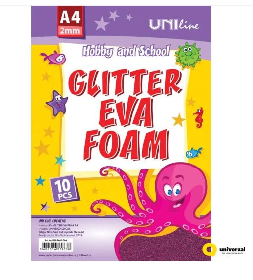 Pena karton A4 EVA GLITTER PINK 1/10, UNL-0662 - Image 2