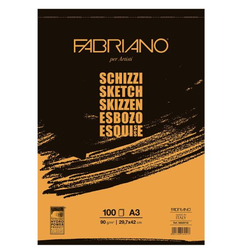 Slikarski blok za skiciranje SCHIZZI A3 29,7x42cm 90gr 80l 19100715 Fabriano