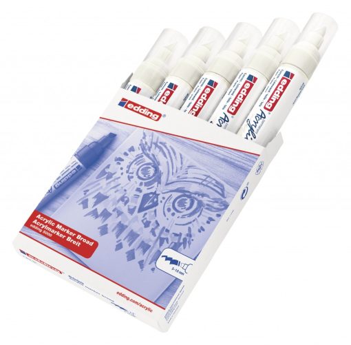 Akrilni marker E-5000 broad 5-10mm kosi vrh bela Edding