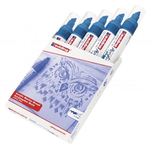Akrilni marker E-5000 broad 5-10mm kosi vrh plava Edding
