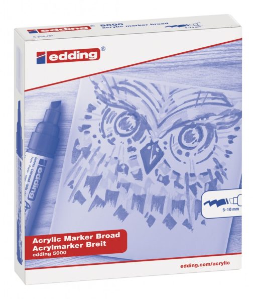Akrilni marker E-5000 broad 5-10mm kosi vrh srebrna Edding