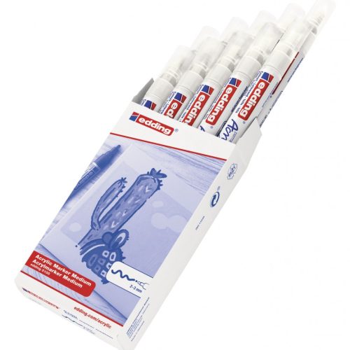 Akrilni marker E-5100 medium 2-3mm obli vrh bela Edding
