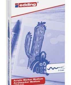 Akrilni marker E-5100 medium 2-3mm obli vrh crna Edding