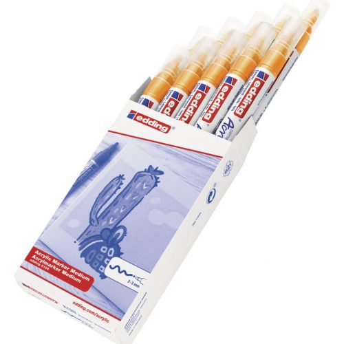 Akrilni marker E-5100 medium 2-3mm obli vrh jarko žuta Edding