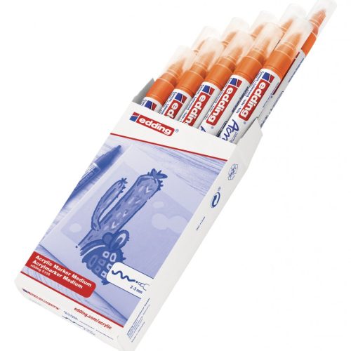 Akrilni marker E-5100 medium 2-3mm obli vrh neon narandžasta Edding