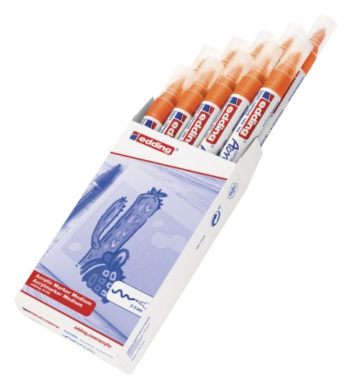 Akrilni marker E-5100 medium 2-3mm obli vrh neon narandžasta Edding