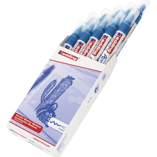 Akrilni marker E-5100 medium 2-3mm obli vrh plava Edding