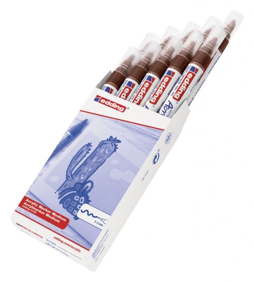 Akrilni marker E-5100 medium 2-3mm obli vrh tamno braon Edding