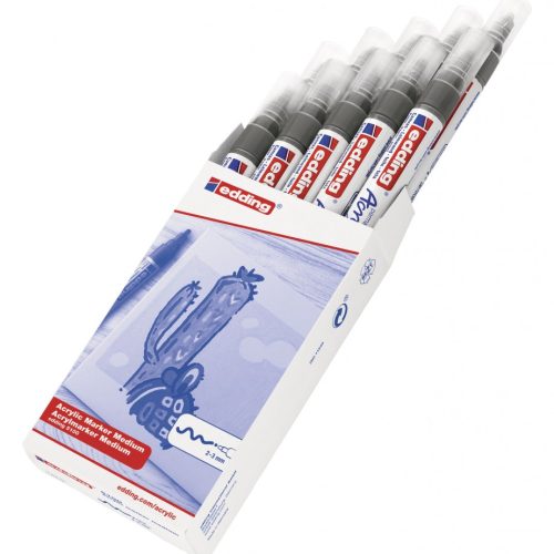 Akrilni marker E-5100 medium 2-3mm obli vrh antracit Edding
