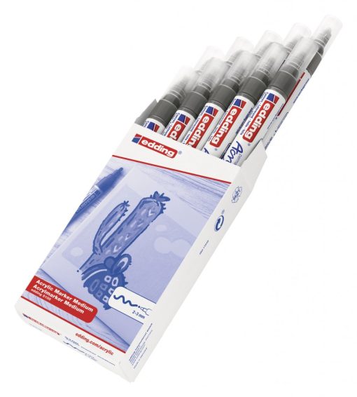 Akrilni marker E-5100 medium 2-3mm obli vrh antracit Edding