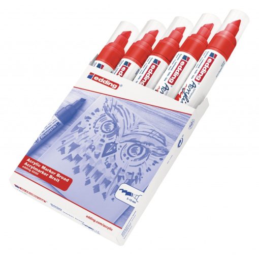 Akrilni marker E-5000 broad 5-10mm kosi vrh crvena Edding
