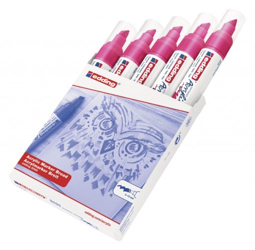Akrilni marker E-5000 broad 5-10mm kosi vrh magenta Edding