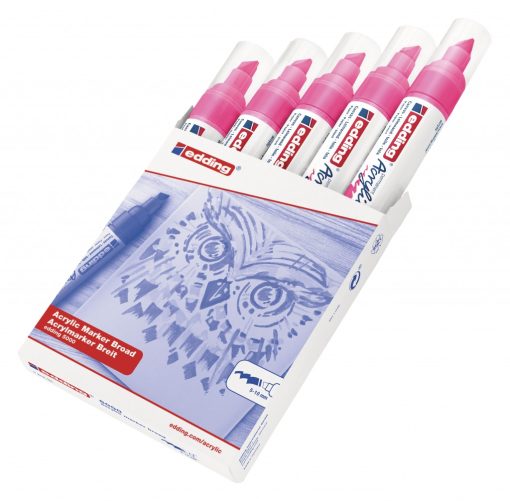 Akrilni marker E-5000 broad 5-10mm kosi vrh neon roze Edding