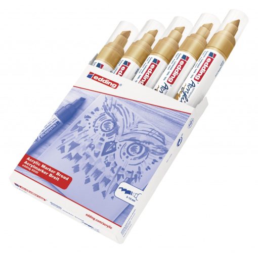 Akrilni marker E-5000 broad 5-10mm kosi vrh zlatna Edding