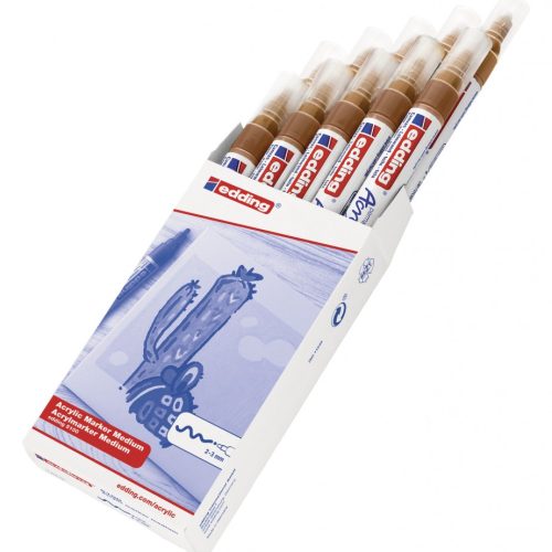 Akrilni marker E-5100 medium 2-3mm obli vrh braon Edding