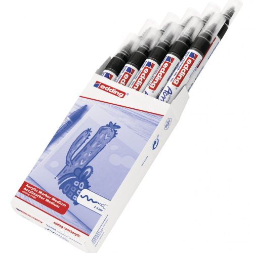 Akrilni marker E-5100 medium 2-3mm obli vrh crna Edding