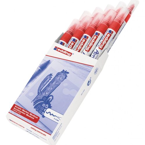 Akrilni marker E-5100 medium 2-3mm obli vrh crvena Edding