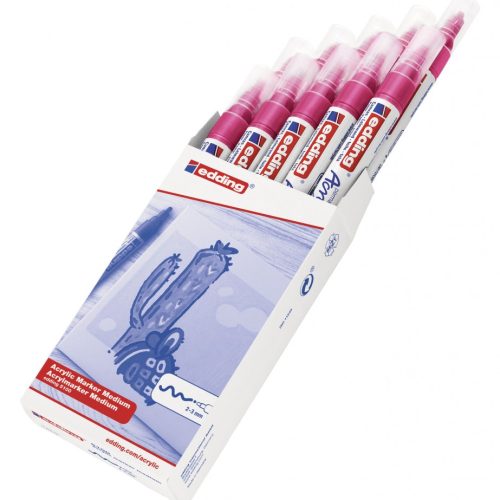 Akrilni marker E-5100 medium 2-3mm obli vrh magenta Edding