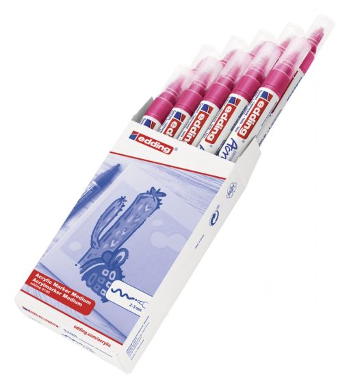 Akrilni marker E-5100 medium 2-3mm obli vrh magenta Edding