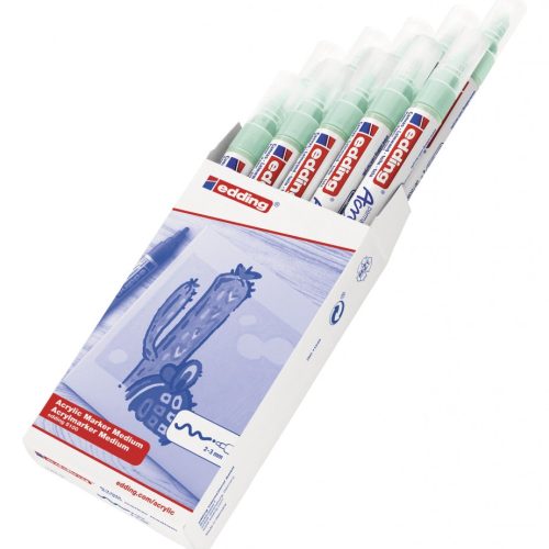 Akrilni marker E-5100 medium 2-3mm obli vrh mramorno zelena Edding