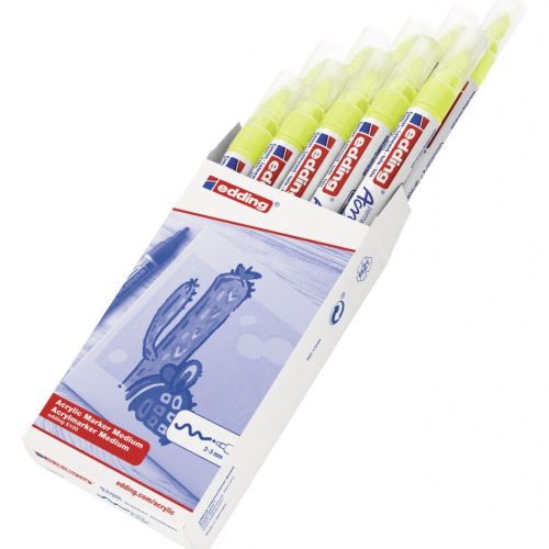 Akrilni marker E-5100 medium 2-3mm obli vrh neon žuta Edding