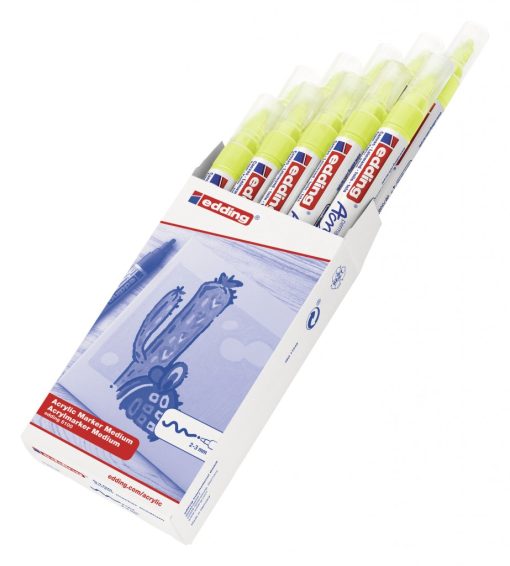 Akrilni marker E-5100 medium 2-3mm obli vrh neon žuta Edding