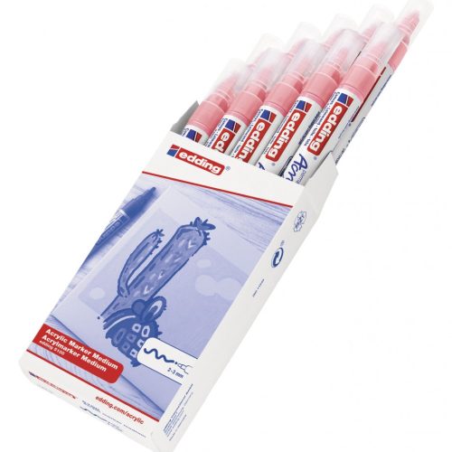 Akrilni marker E-5100 medium 2-3mm obli vrh nežno roze Edding