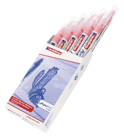 Akrilni marker E-5100 medium 2-3mm obli vrh nežno roze Edding