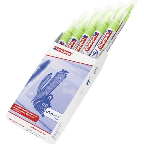 Akrilni marker E-5100 medium 2-3mm obli vrh pastelno zelena Edding