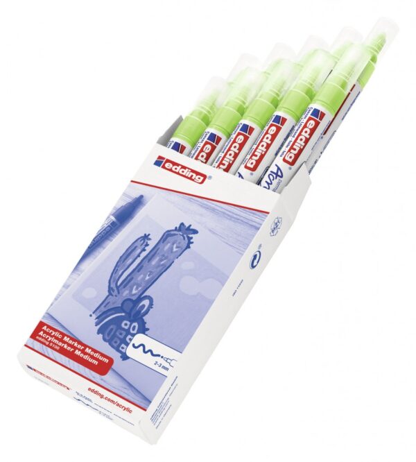 Akrilni marker E-5100 medium 2-3mm obli vrh pastelno zelena Edding