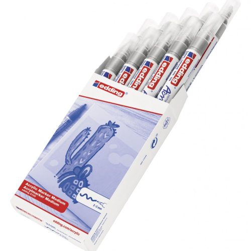 Akrilni marker E-5100 medium 2-3mm obli vrh srebrna Edding