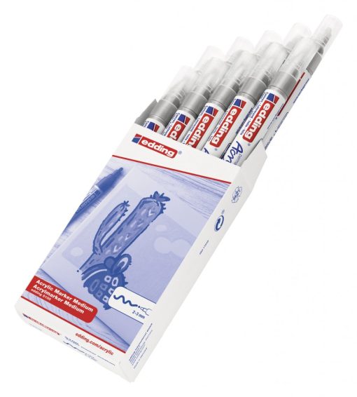 Akrilni marker E-5100 medium 2-3mm obli vrh srebrna Edding