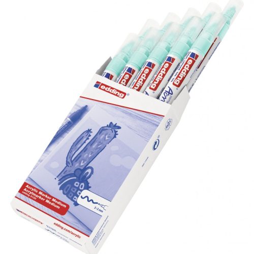 Akrilni marker E-5100 medium 2-3mm obli vrh svetlo plava Edding