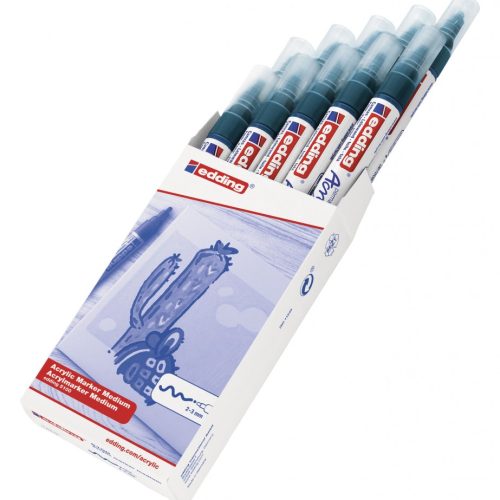 Akrilni marker E-5100 medium 2-3mm obli vrh tamno plava Edding