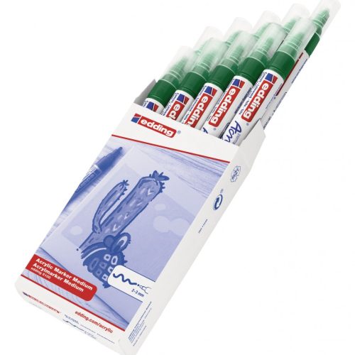 Akrilni marker E-5100 medium 2-3mm obli vrh zelena Edding