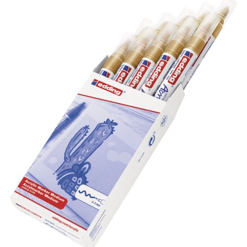 Akrilni marker E-5100 medium 2-3mm obli vrh zlatna Edding