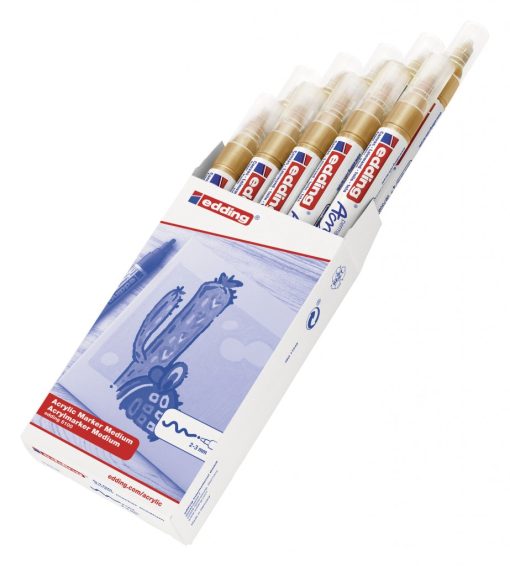 Akrilni marker E-5100 medium 2-3mm obli vrh zlatna Edding