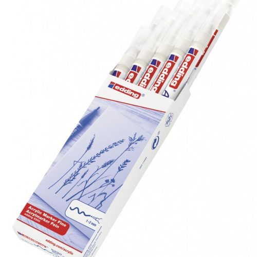 Akrilni marker E-5300 fine 1-2mm obli vrh bela Edding