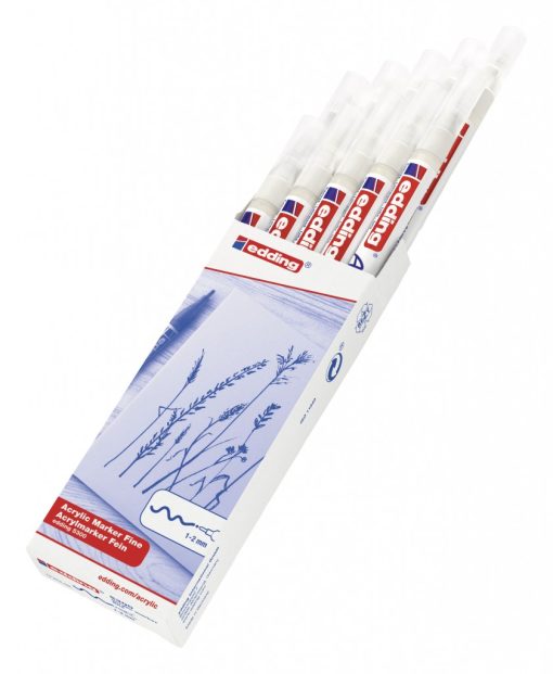 Akrilni marker E-5300 fine 1-2mm obli vrh bela Edding